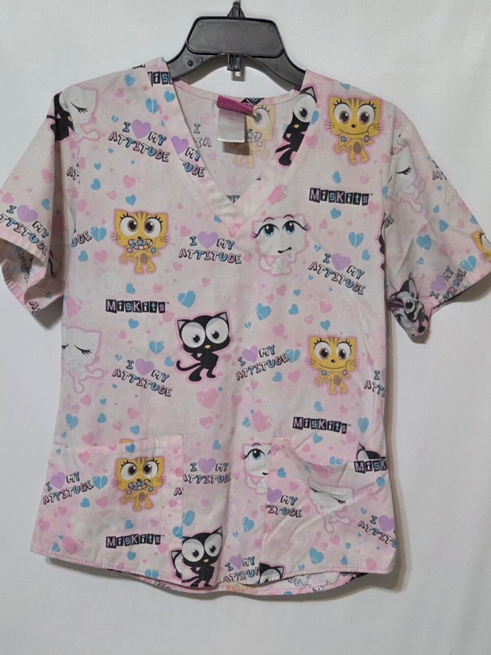 Miskits Womens "I Love My Attitude" Scrub Top SIZE: Wore Off